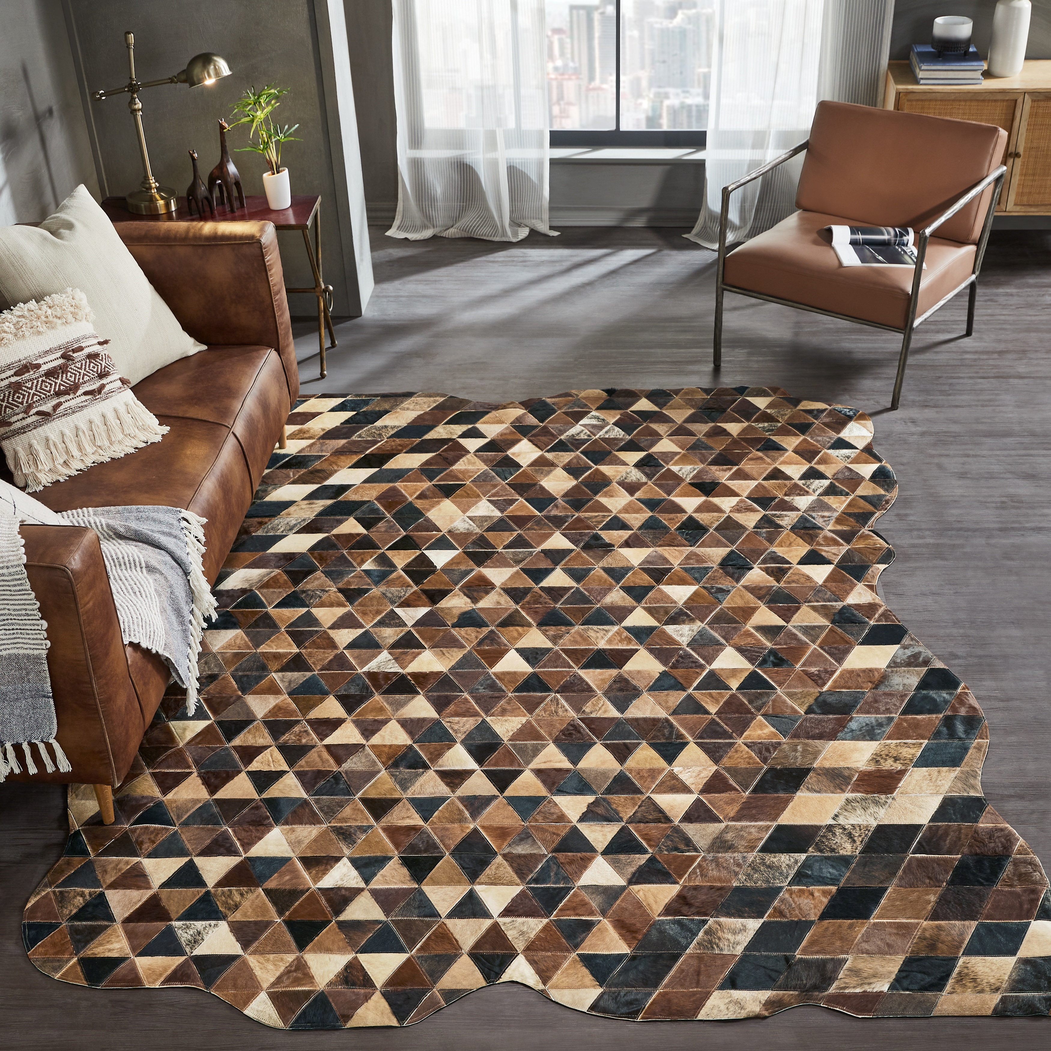 Corrigan Studio® Patchwork Mosaic Handmade Brown/Black Leather